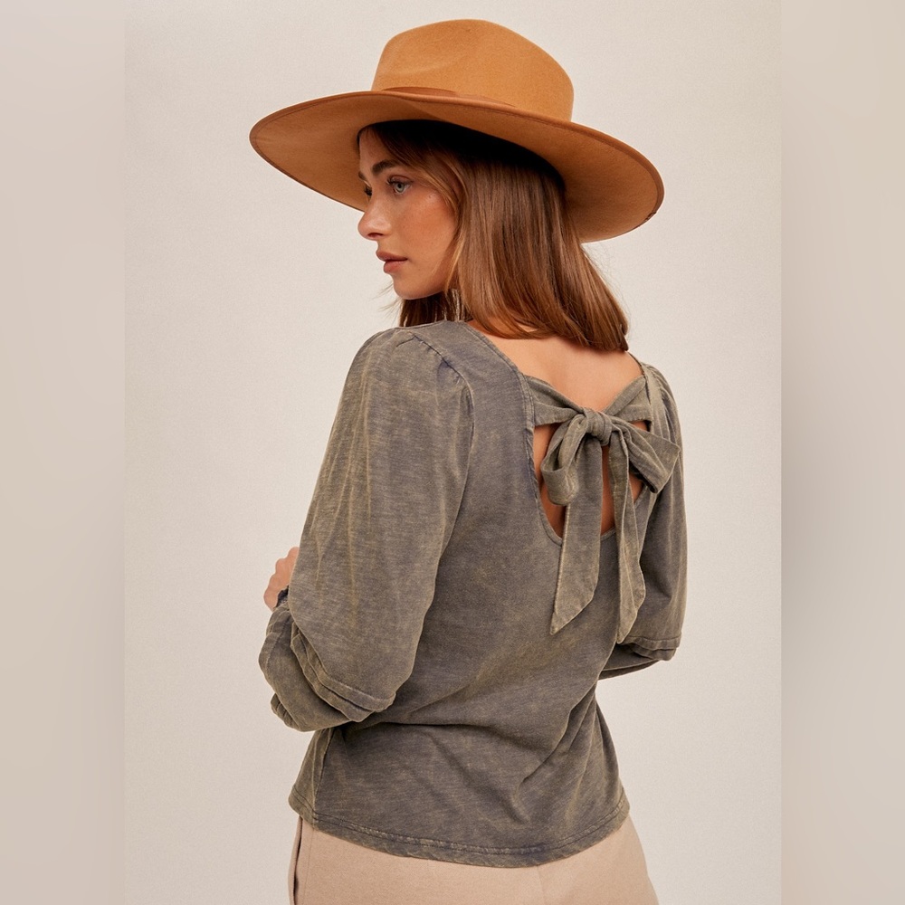 HEM & THREAD ANTHROPOLOGIE BOHO BOW BACK BALLOON SLEEVE TOP ❤️IN STORES❤️ - Picture 3 of 4